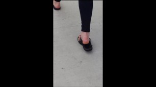 Beautiful White Woman's Feet while Strolling.
