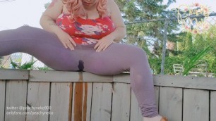 BBW Pisses outside in Yoga Pants / Leggings