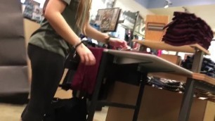 Teen Brunette Candid Ass Leggings at Mall