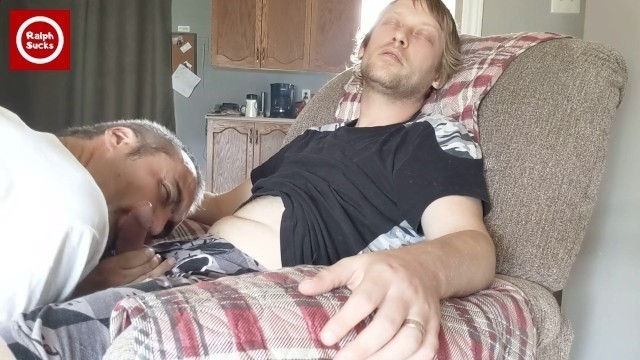 Sucking off Straight Young Blond while his Girlfriend is in the other Room