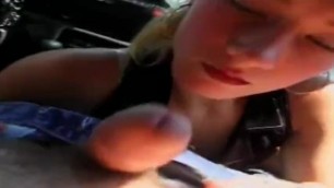 Blonde Car Blowjob