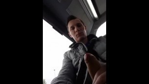 Polish Scally Boy Wanking Handjob Big Cock in Bus