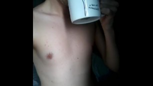 22yo Young Boy Jerks off and Drinks his own Cum