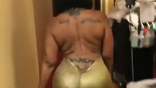 Cherokee D Ass Walking In Gold Stretch Pants.