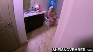 Hiding In My StepDaughters Bathroom Watching Her Piss On The Toilet While My Wife Is In Bed&comma; Taboo Voyeur Unbeknownst To Msnovember BlackPussy Pissing On Sheisnovember