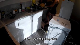 Horny wife seduces a plumber in the kitchen while her husband at work&period;