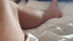 Master Ramon massages his hot cock with a sexy satin towel