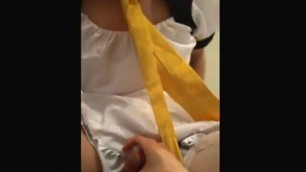 Japanese CD cums while riding cock