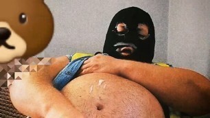Hot daddy bear with big oiled bear belly 3x orgasm