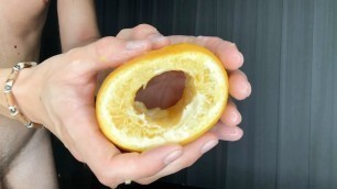Fruit fuck homemade fleshlight with an orange