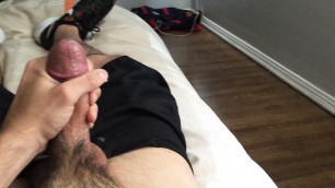 Bro jerks off alone on bed and cums twice