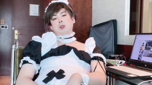 Asian sissy slut in maid dress
