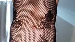 Bodystocking and cock ring with anal plug