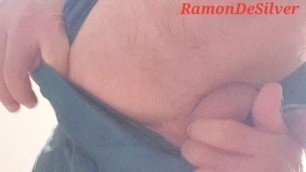Master Ramon washes his hot ass in sexy green satin shorts