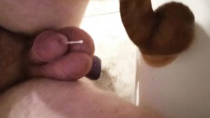Milking cock with purple dildo cam show (anal slut training)