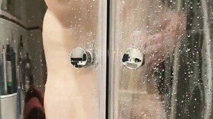 Caught horny brother in law masturbating under shower after seeing my hot milf wife completely naked by staged accident