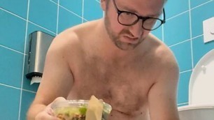 Eating salad with piss and cum